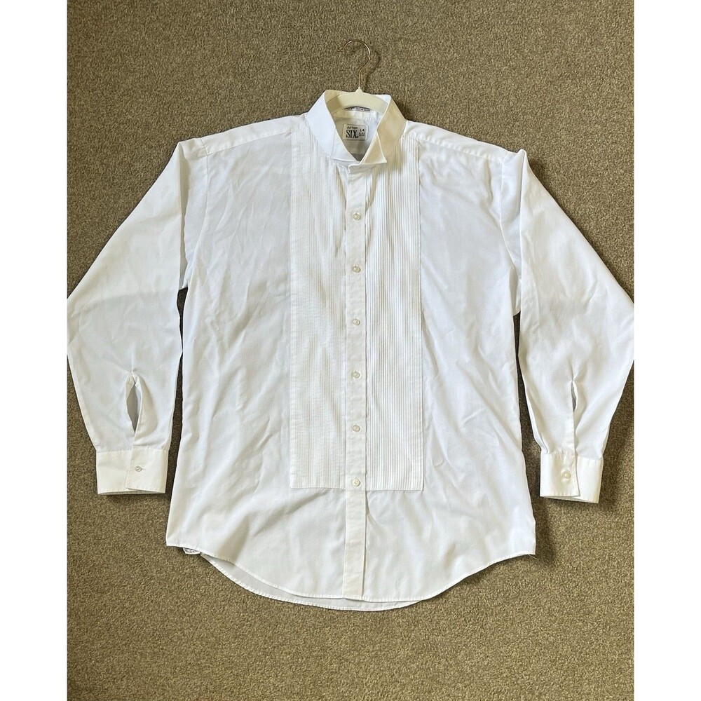 Vintage After Six Tuxedo Shirt White Size L4, 34 Ruffle Front Formal